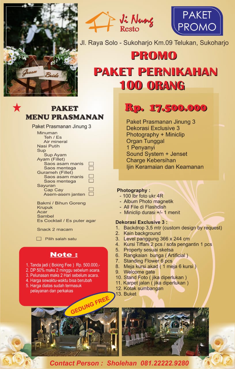 Foto vendor VENUE Ji Nung Resto Sukoharjo Paket Paket pernikahan 
