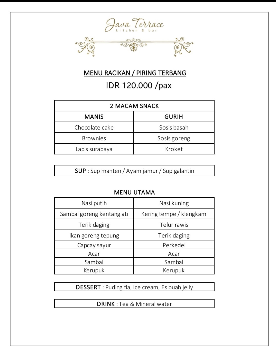 Foto vendor VENUE Java Terrace Paket Menu Racikan 