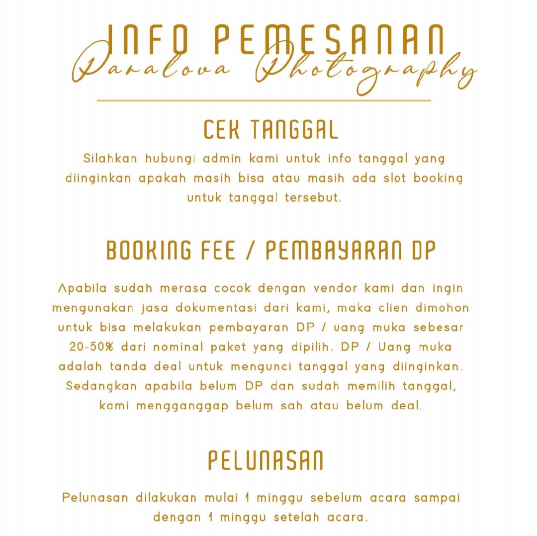 Foto vendor FOTO Paralova Photo Paket Info Pemesanan 