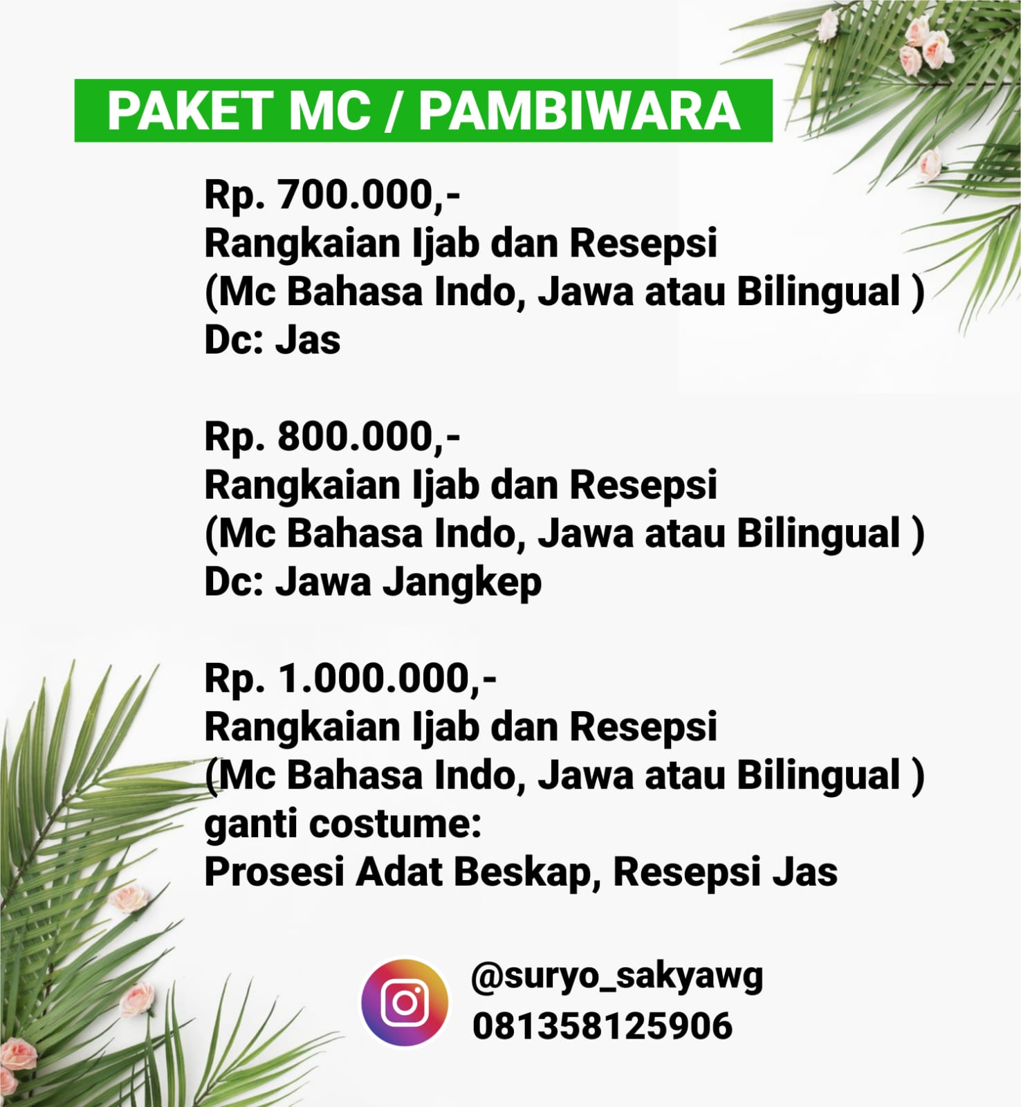 Foto vendor MC Suryo Ngumbara Paket Rangkaian ijab resepsi jawa 
