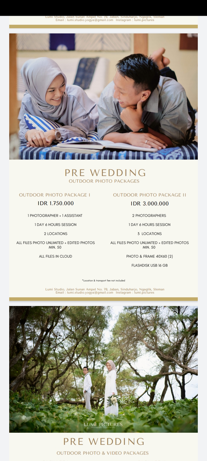 Foto vendor FOTO LUMI PICTURE Paket PREWED 2 OUTDOOR 