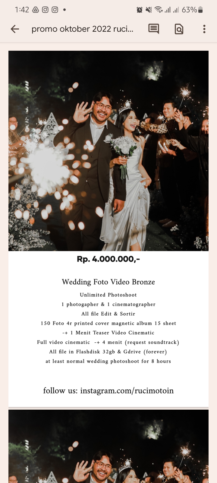 Foto vendor FOTO Rucimotoin Paket Wedding photo video bronze 