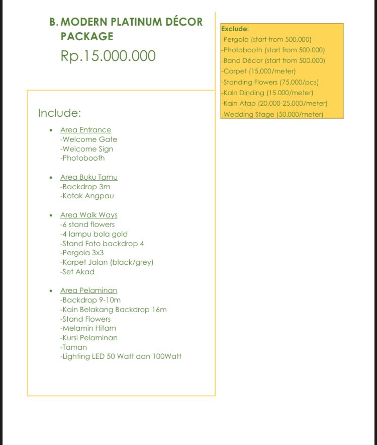 Foto vendor DEKORASI Ray Deco Paket B. MODERN PLATINUM DĖCOR PACKAGE   