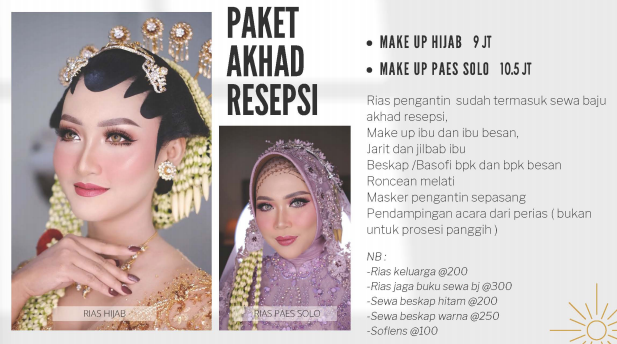 Foto vendor MUA Adinagta Paket akad resepsi make up paes solo 