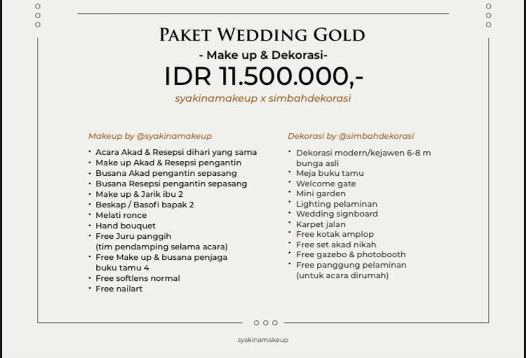 Foto vendor MUA Syakina Make Up Paket Paket wedding gold (mua + dekor) 