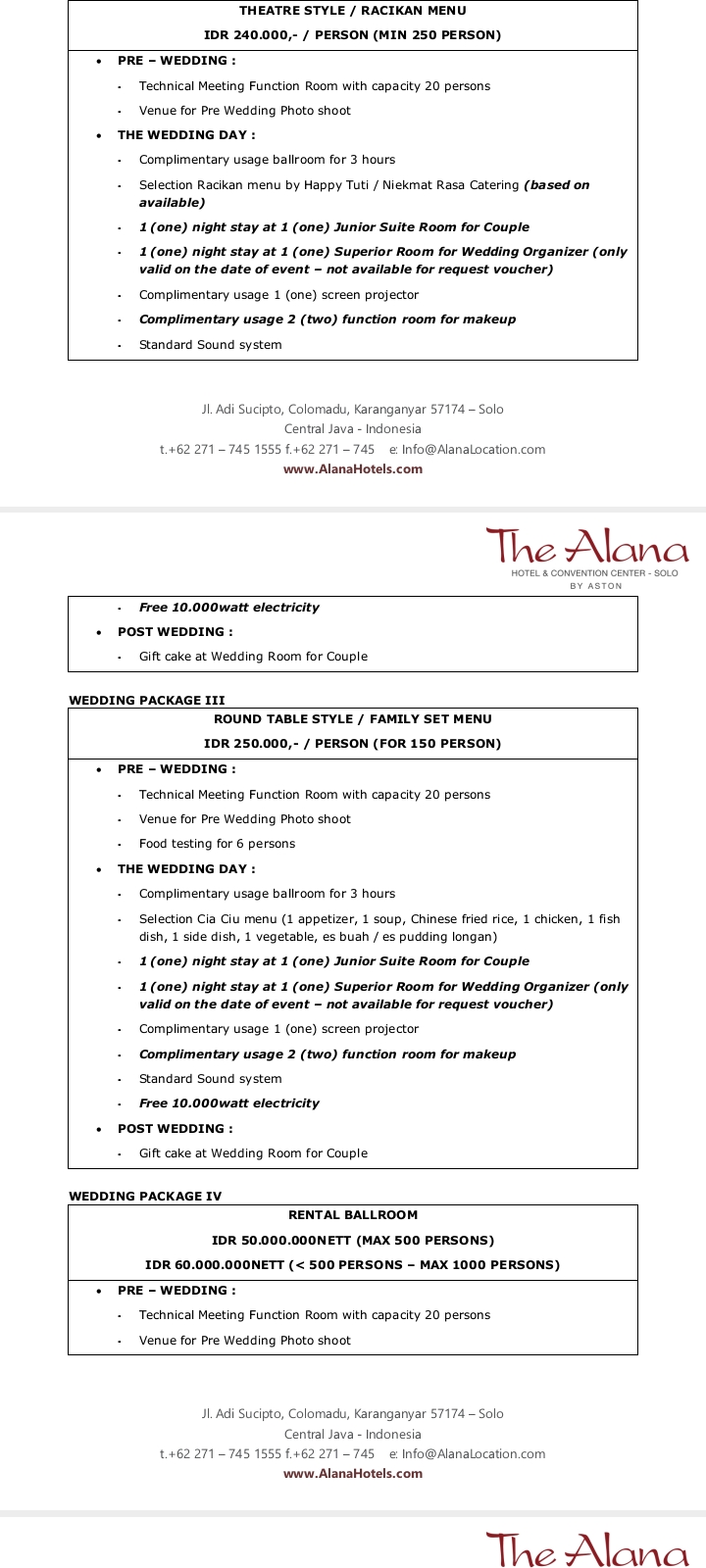 Foto vendor VENUE The Alana Hotel Paket Paket Racikan 