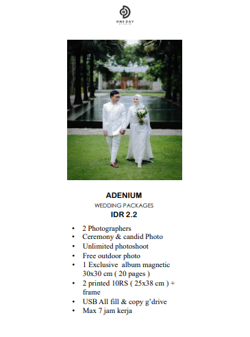 Foto vendor FOTO Oneday studio Paket Adenium 