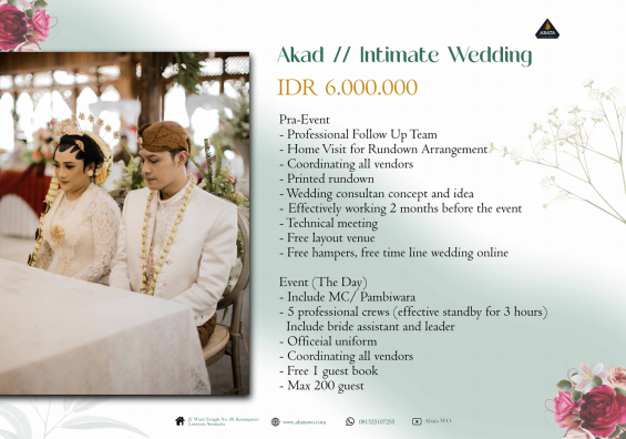 Foto vendor WO ABATA WO PRICELIST Paket Akad / Intimate Wedding 