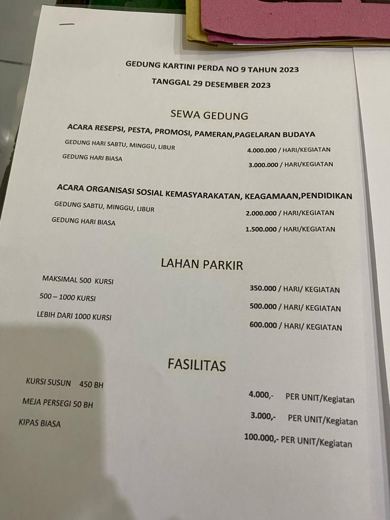Foto vendor VENUE Gedung Kartini Paket Sewa Gedung hari biasa 