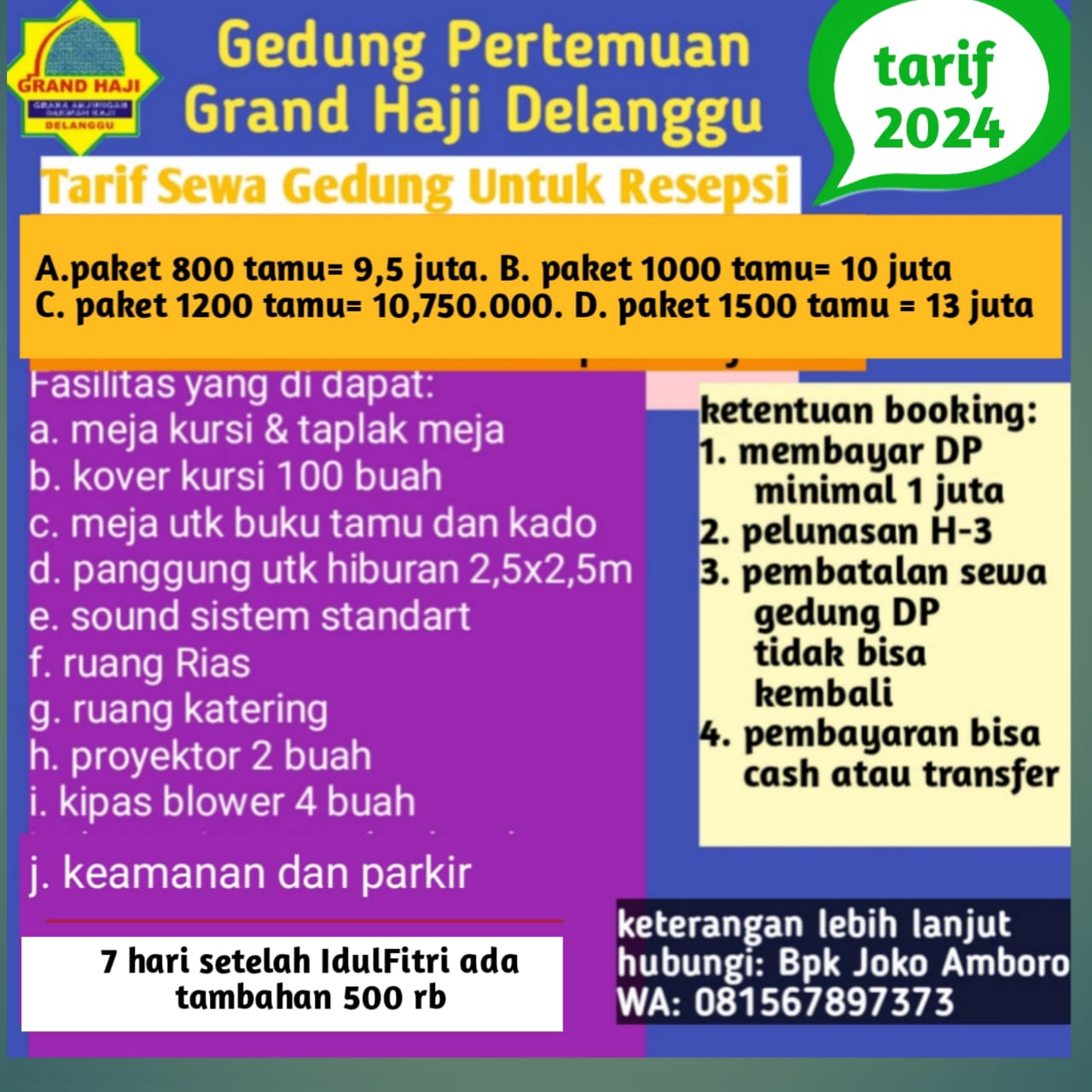 Foto vendor VENUE Gedung Grand Haji Delanggu Paket 1200 Tamu 