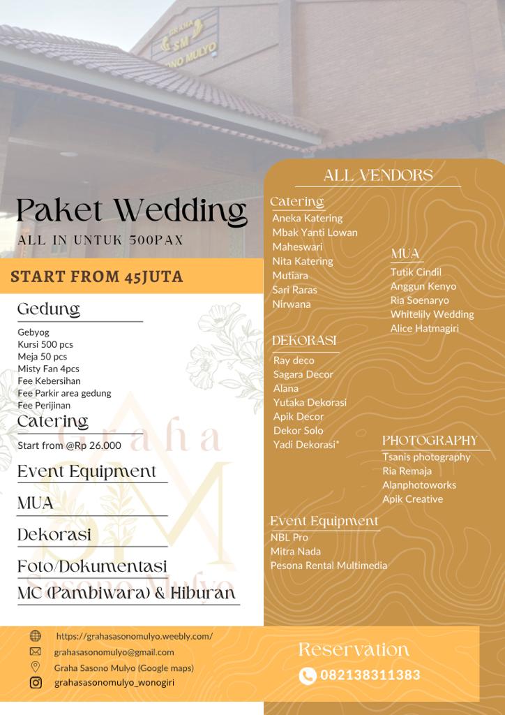 Foto vendor VENUE Gedung Grha Sasono Mulyo Wonogiri Paket Paket All In 