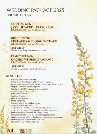 Foto vendor VENUE Grand mercure Paket Orchid  wedding package family style set menu 