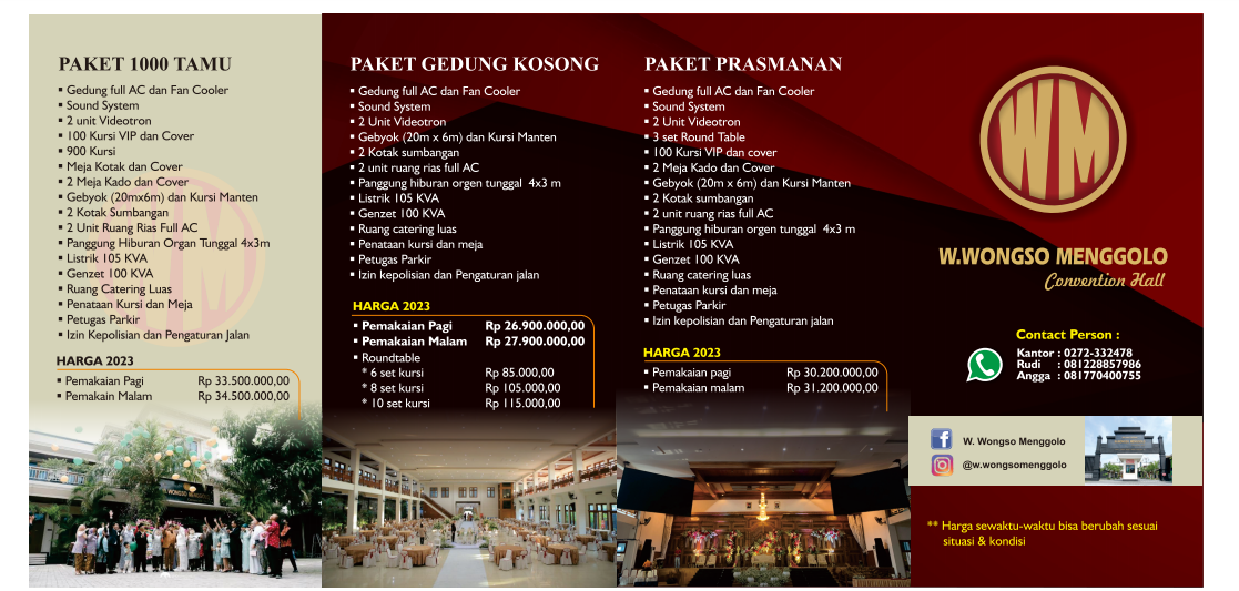 Foto vendor VENUE Gedung Wongso Menggolo Klaten Paket Paket 1000 Tamu 