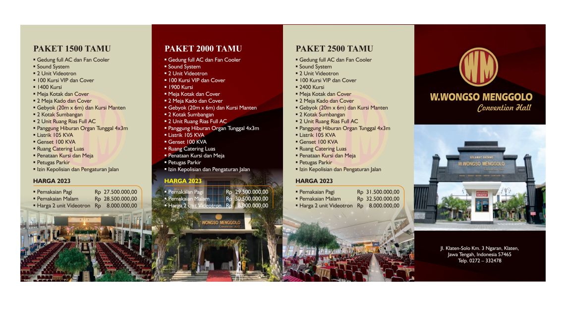 Foto vendor VENUE Gedung Wongso Menggolo Klaten Paket Paket 2500 Tamu 
