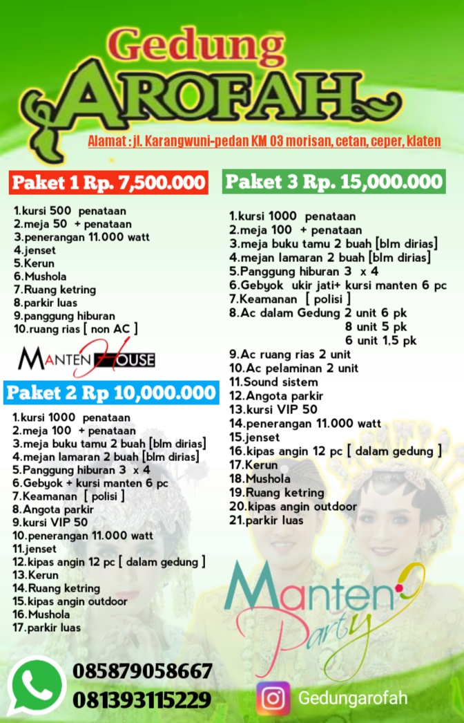 Foto vendor VENUE Gedung Arofah Pedan Paket Paket 1 