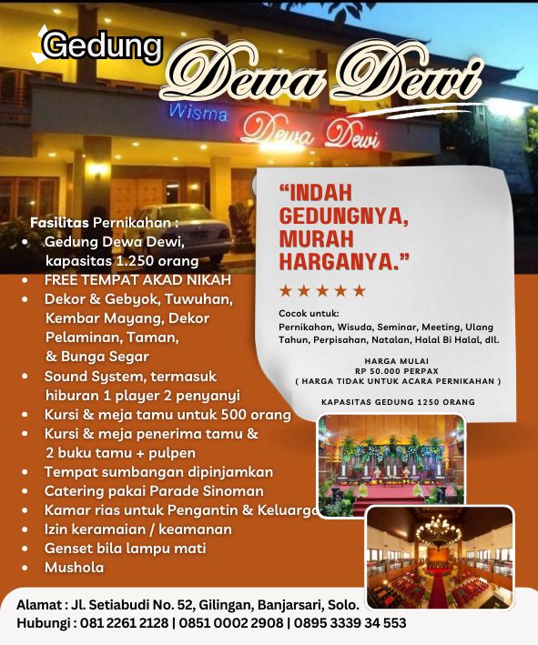 Foto vendor VENUE Gedung Dewa Dewi Paket Sewa Gedung 