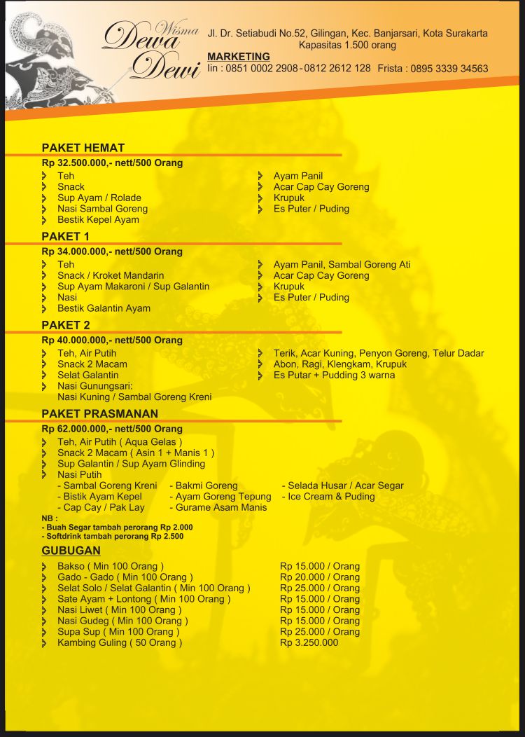Foto vendor VENUE Gedung Dewa Dewi Paket Paket Prasmanan 