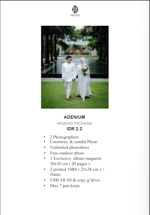 Foto vendor FOTO ONE DAY PHOTO  Paket ADENIUM  