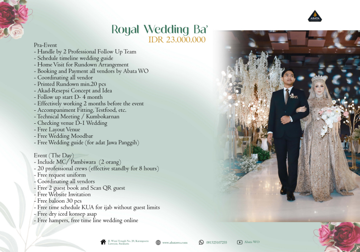 Foto vendor WO ABATA WO PRICELIST Paket ROYAL WEDDING - BA 