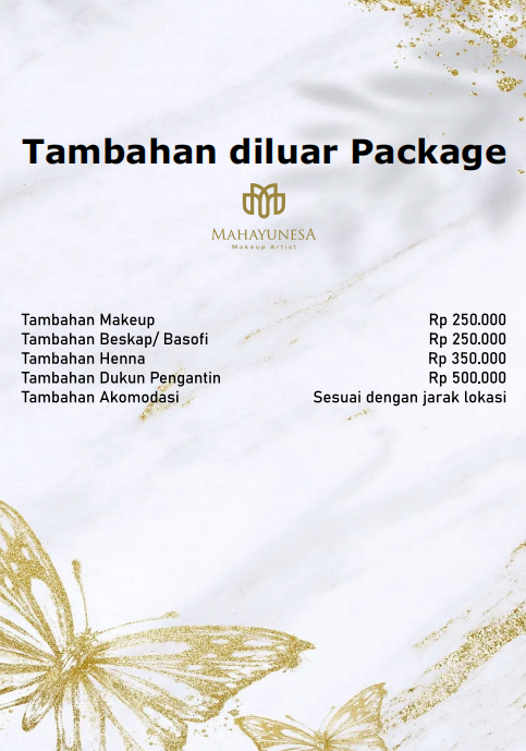 Foto vendor MUA Mahayunesa Make Up Paket Tambahan Diluar Package 
