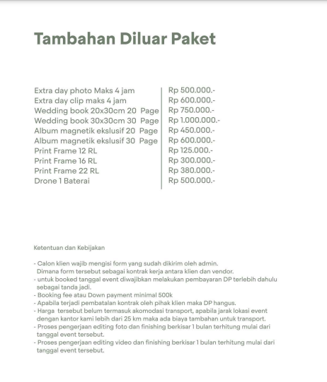 Foto vendor FOTO Pastel Wedding Paket Tambahan diluar Paket 