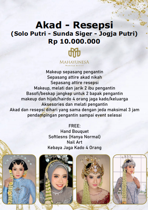 Foto vendor MUA Mahayunesa Make Up Paket Akad Resepsi - Solo Putri, Sunda Siger, Jogja Putri 