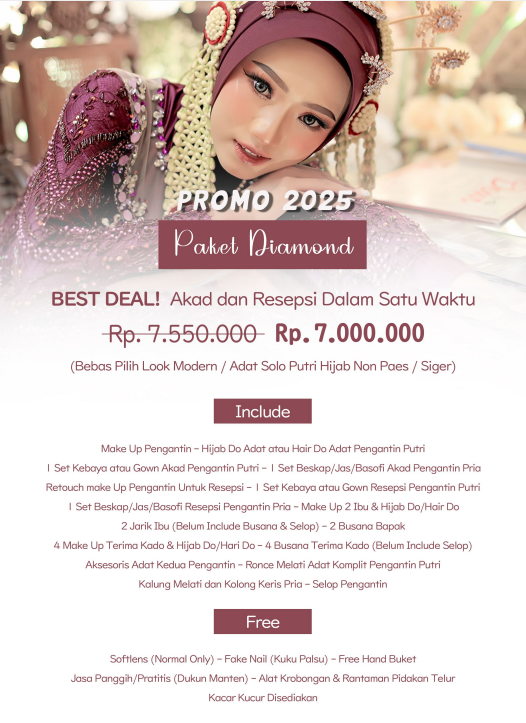 Foto vendor MUA Ridaningtyas Make Up Paket Akad & Resepsi (Satu Waktu) - Diamond 