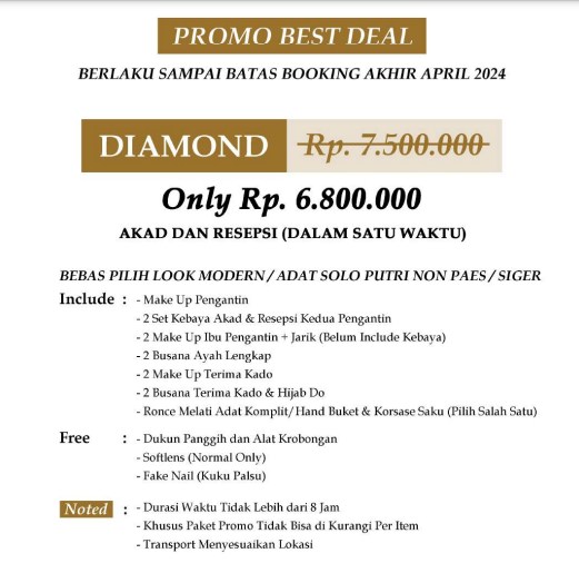 Foto vendor MUA Ridaningtyas Make Up Paket Promo Best Deal - Diamond 