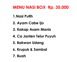 Foto vendor KATERING Shafira Katering Paket Menu Nasi Box
