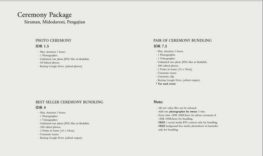 Foto vendor FOTO icadPhotoworks Paket Ceremony Bundling Package 