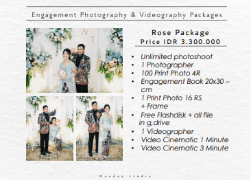 Foto vendor FOTO Oneday studio Paket Engagement Photography & Videography - Rose 