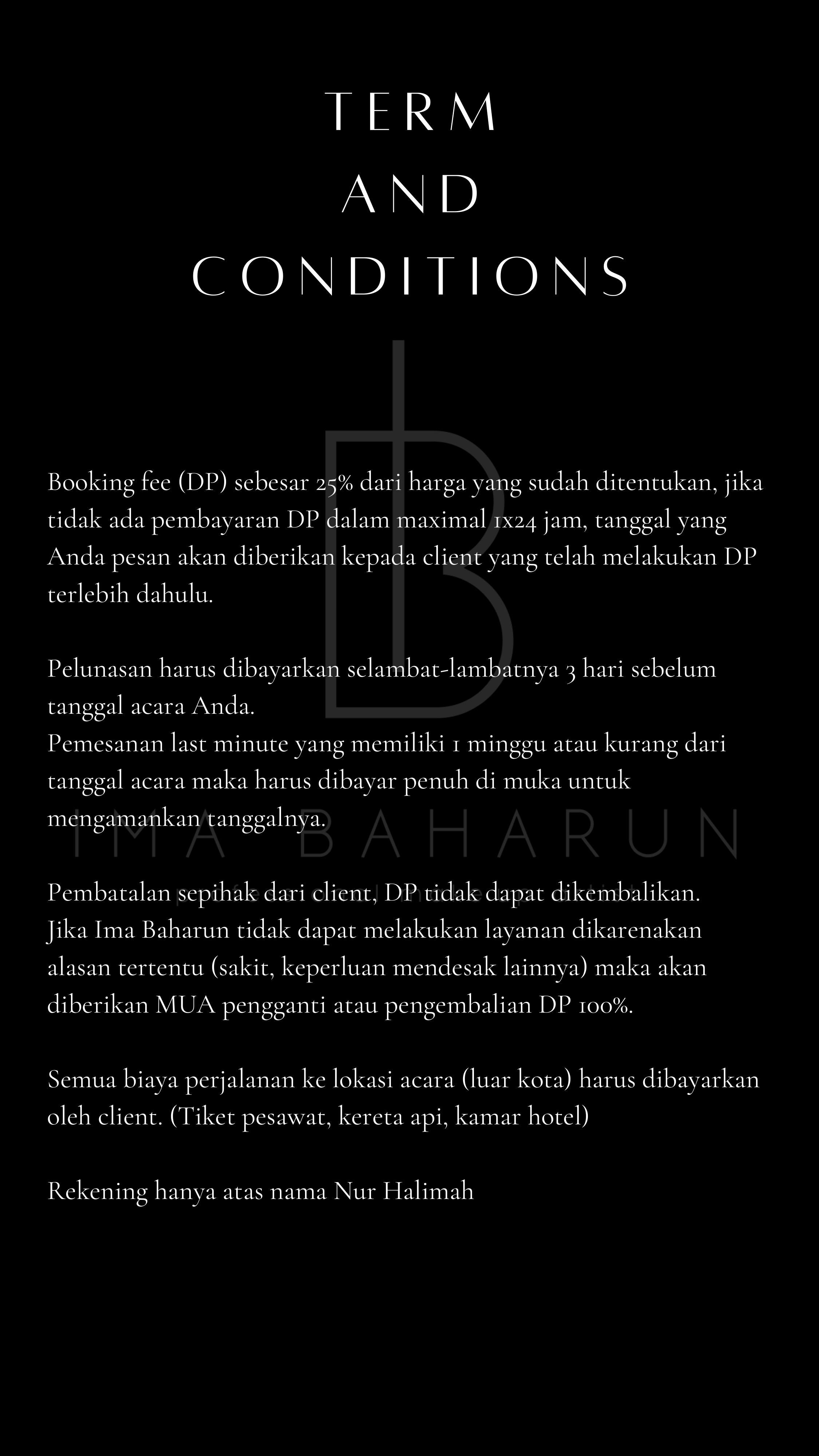 Foto vendor MUA Ima Baharun MUA Paket Term & Condition 