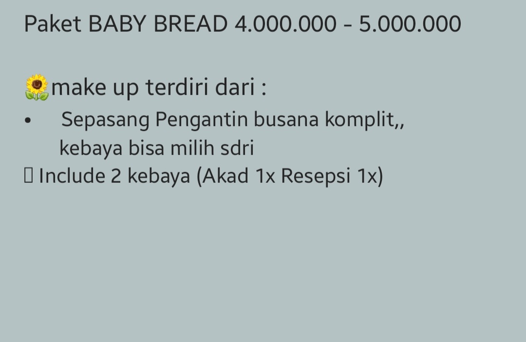 Foto vendor MUA Sekar Mas MUA Paket PAKET BABY BREAD 