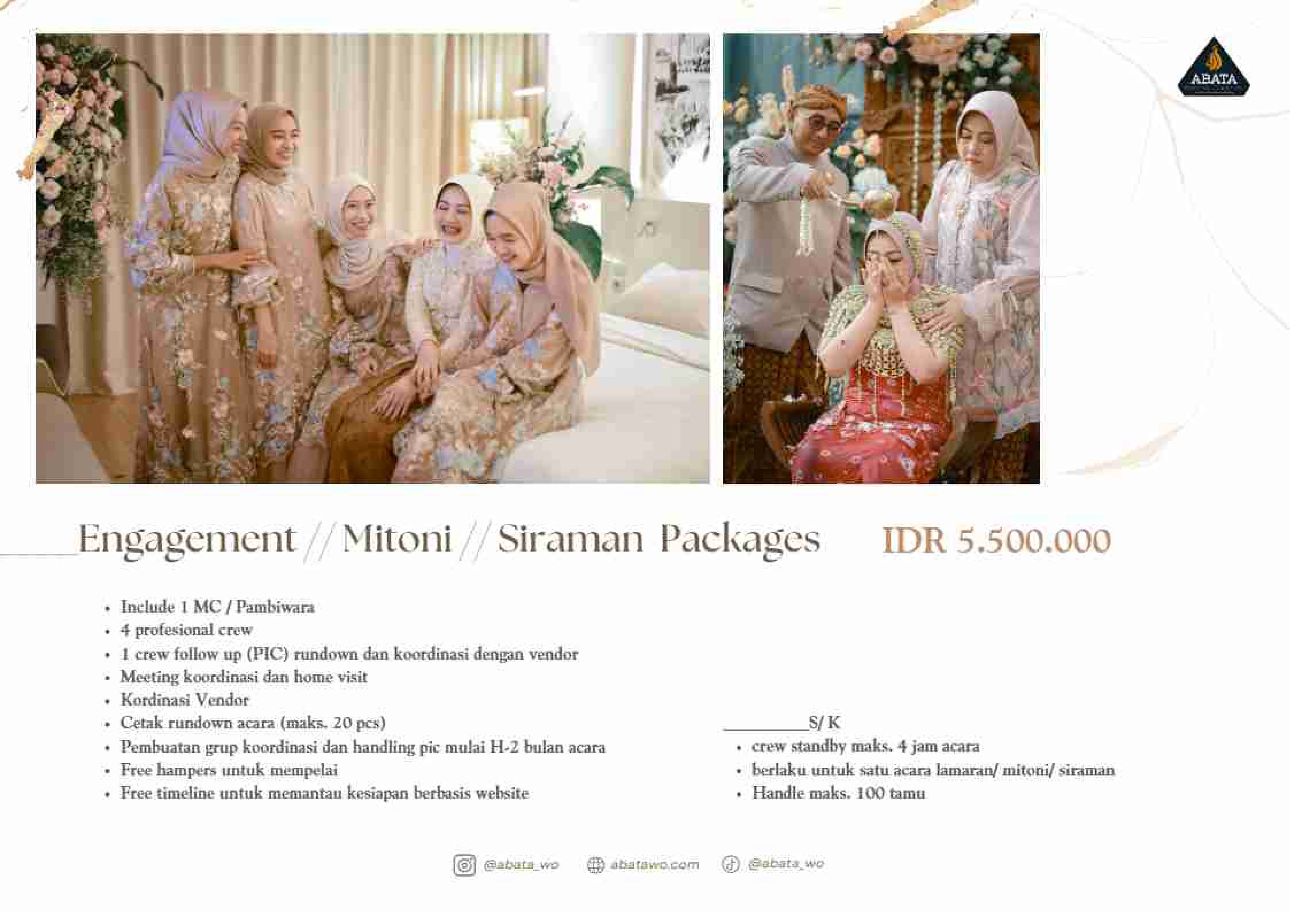 Foto vendor WO ABATA WO NEW PRICELIST Paket Engagement / Mitoni / Siraman Packages 