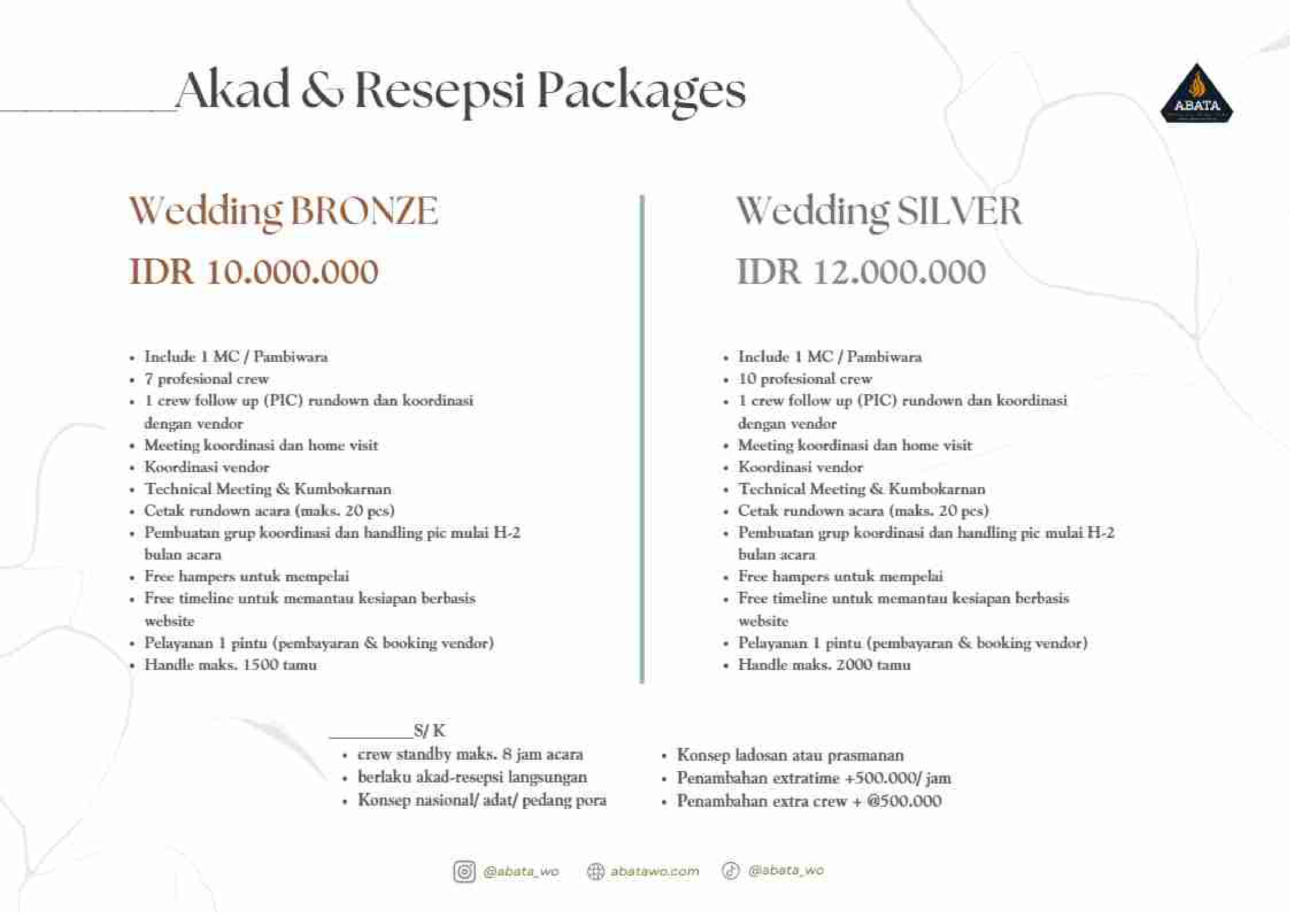 Foto vendor WO ABATA WO NEW PRICELIST Paket Akad & Resepsi Packages - Bronze 