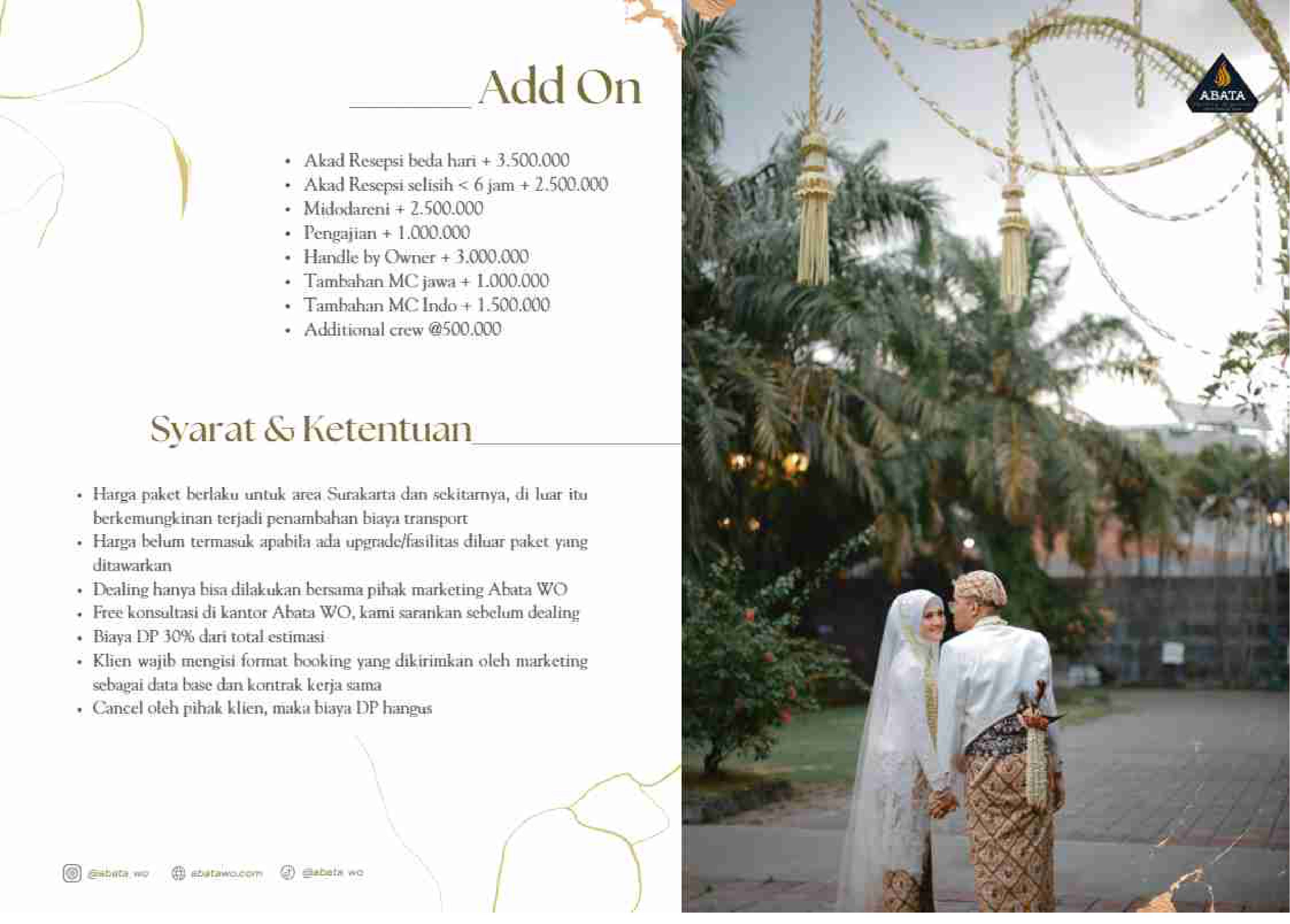 Foto vendor WO ABATA WO NEW PRICELIST Paket Akad Resepsi beda hari 