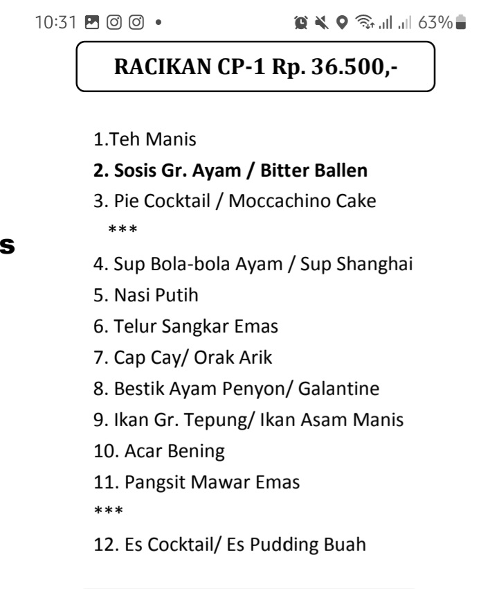 Foto vendor KATERING Chili Pari Catering Paket Racikan CP 1 