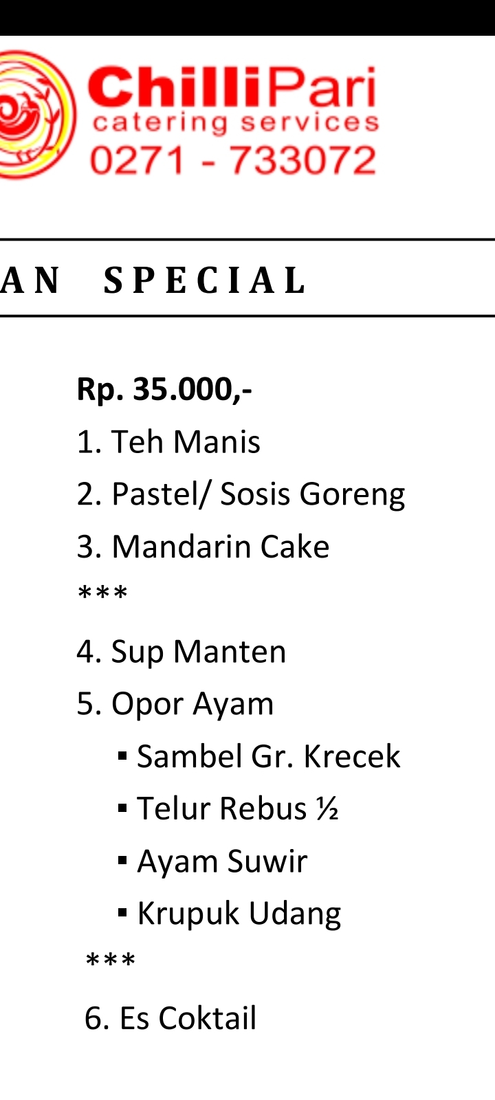 Foto vendor KATERING Chili Pari Catering Paket Racikan Spesial Nasi Gudeg 