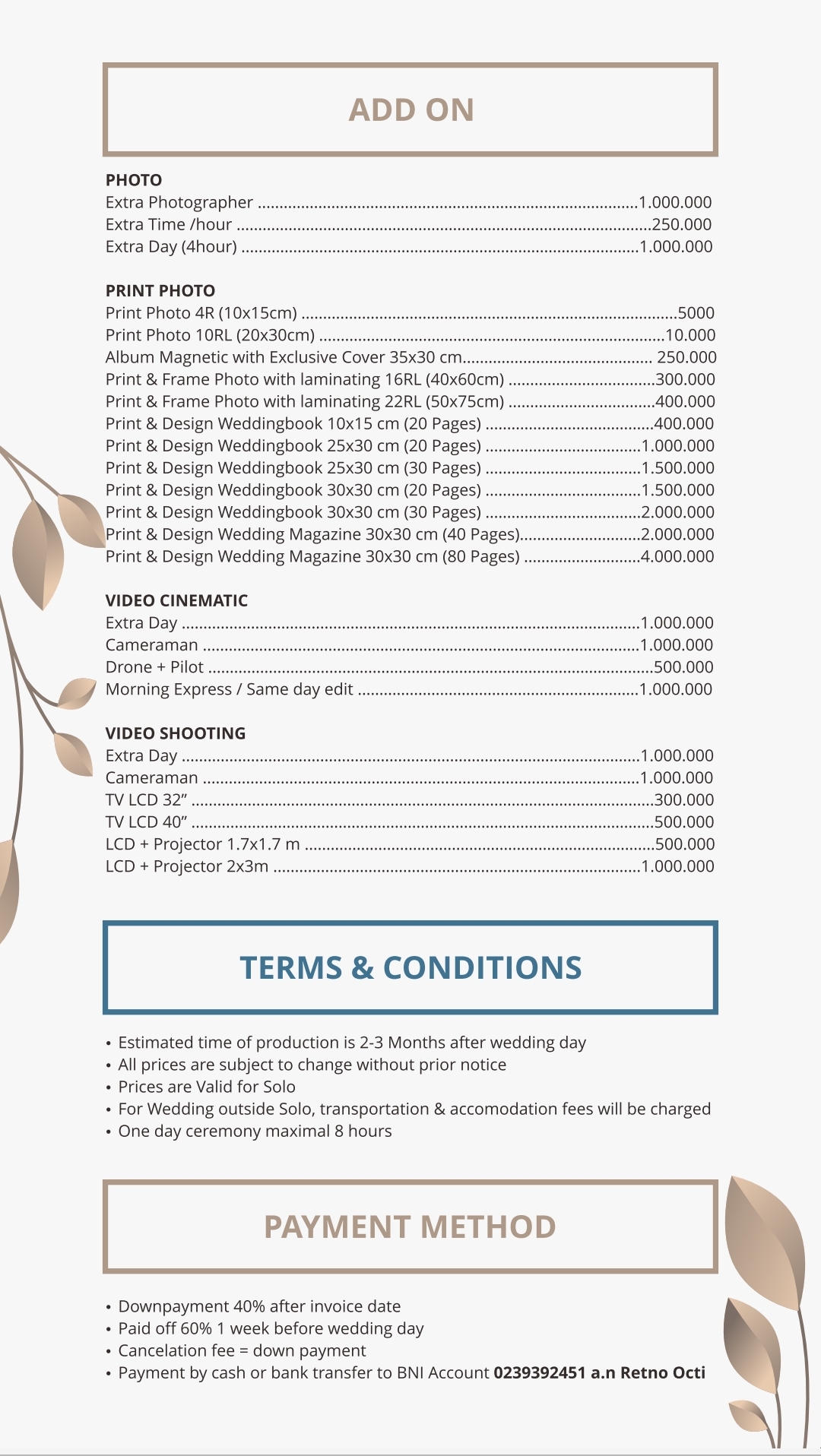 Foto vendor FOTO Panicartwork Paket Tambahan 